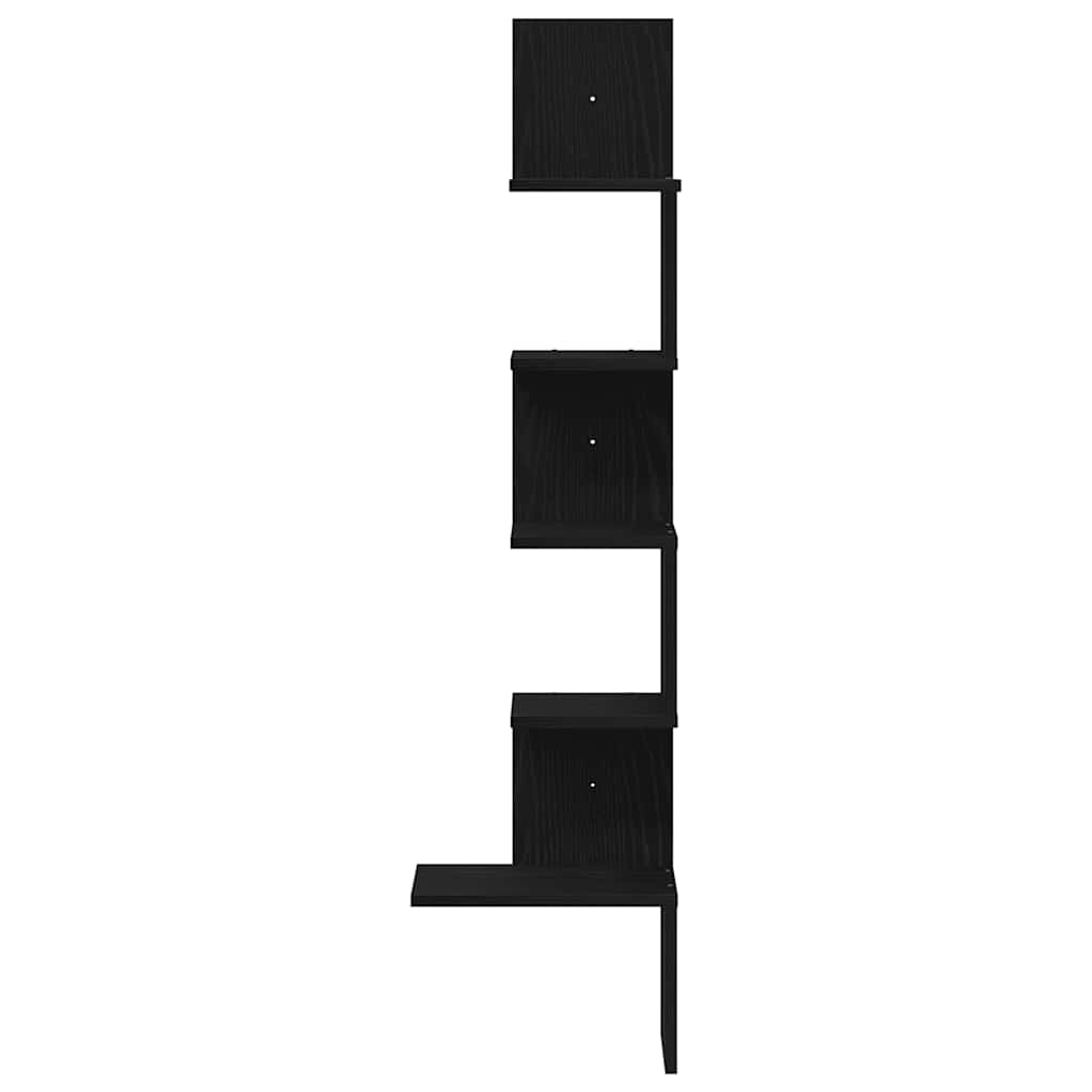Wall Corner Shelf Black 32x32x127,5 cm Engineered Wood