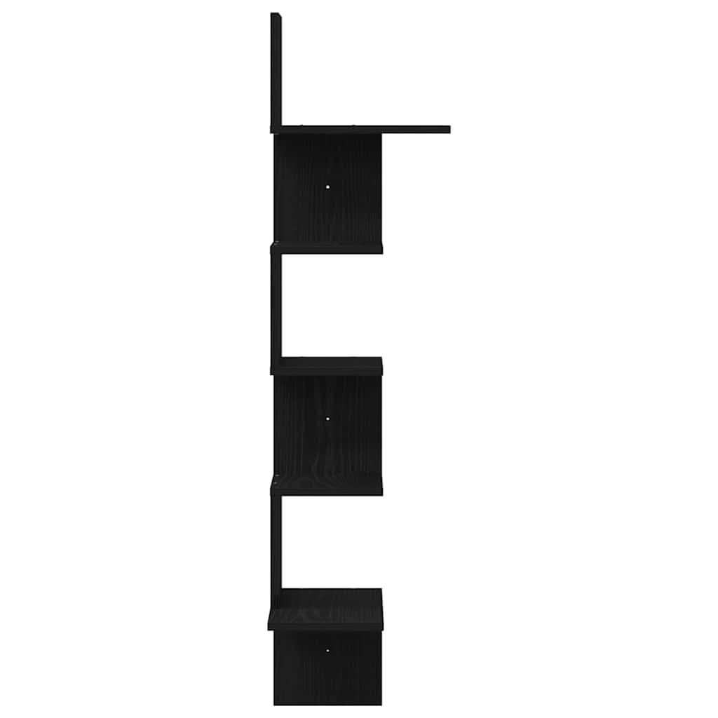 Wall Corner Shelf Black 32x32x127,5 cm Engineered Wood