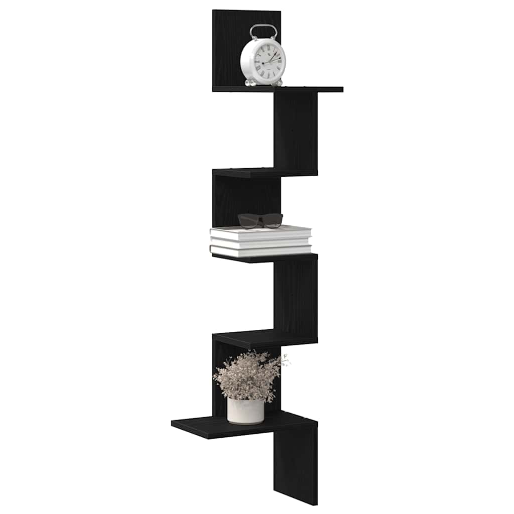 Wall Corner Shelf Black 32x32x127,5 cm Engineered Wood