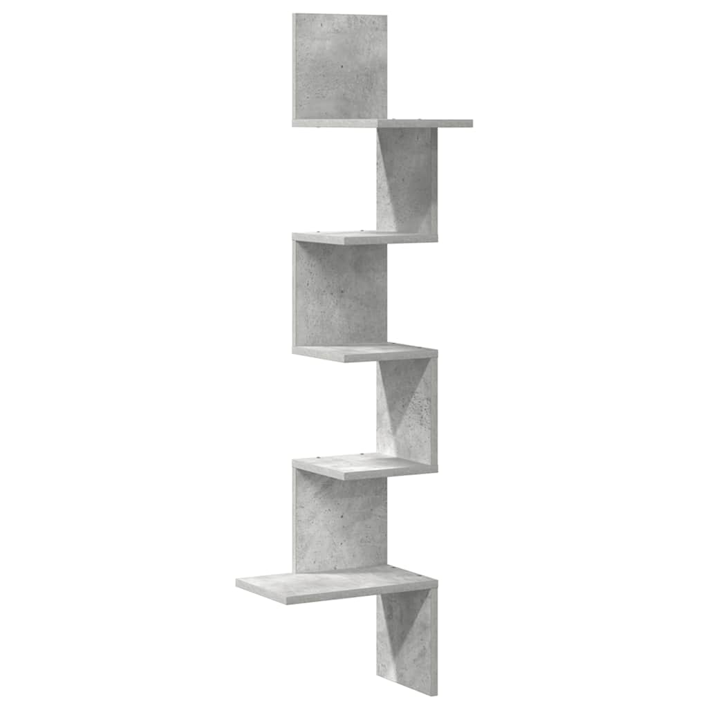 Wall Corner Shelf Concrete Grey 32x32x127,5 cm Engineered Wood
