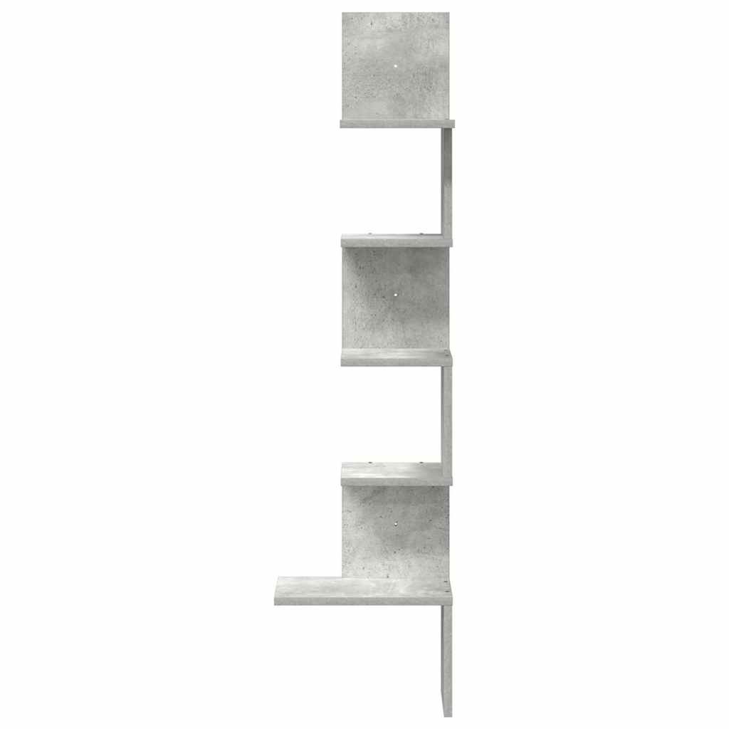 Wall Corner Shelf Concrete Grey 32x32x127,5 cm Engineered Wood