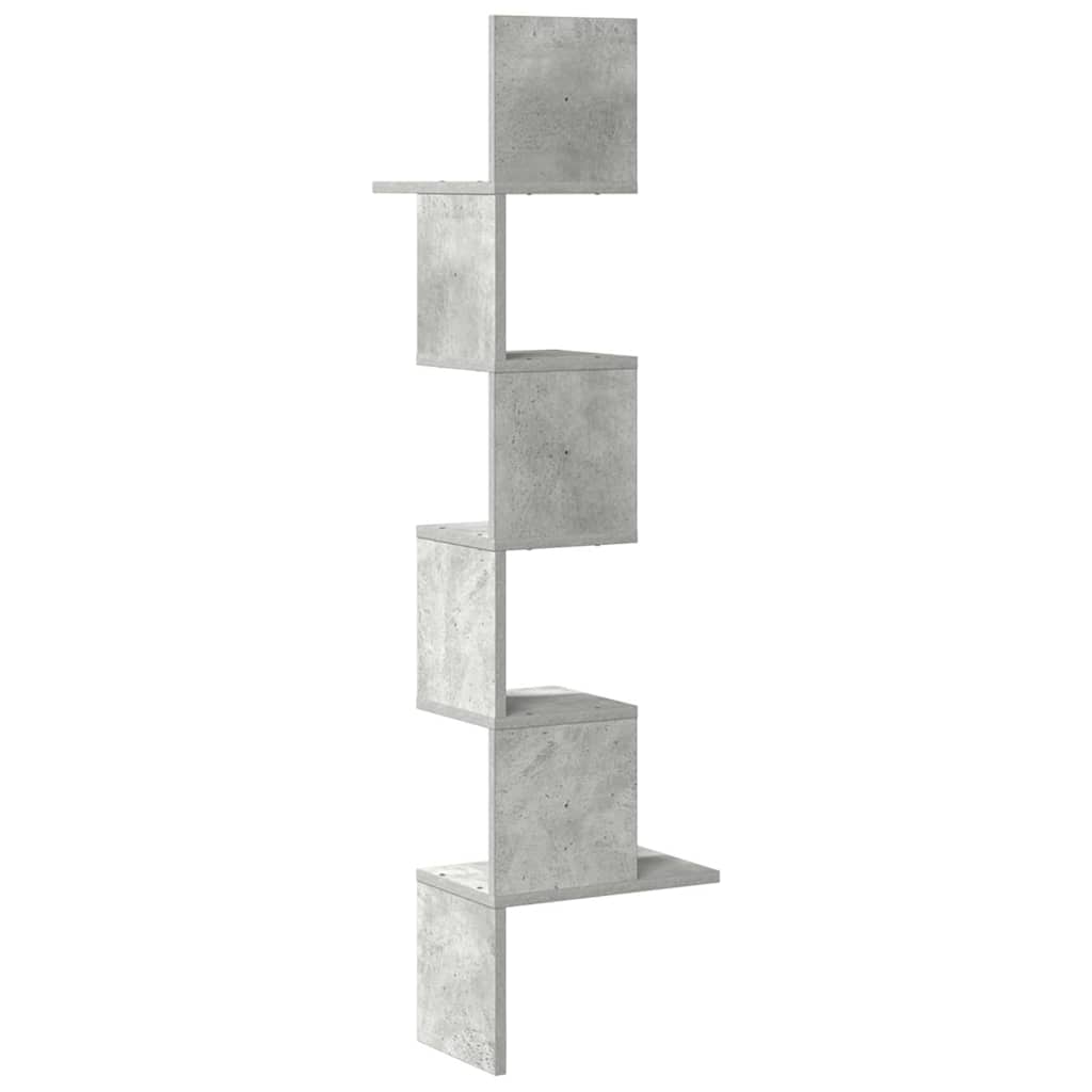 Wall Corner Shelf Concrete Grey 32x32x127,5 cm Engineered Wood