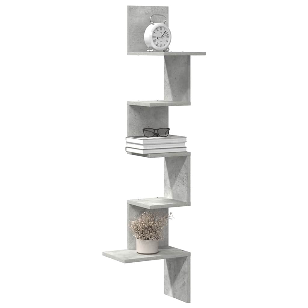 Wall Corner Shelf Concrete Grey 32x32x127,5 cm Engineered Wood