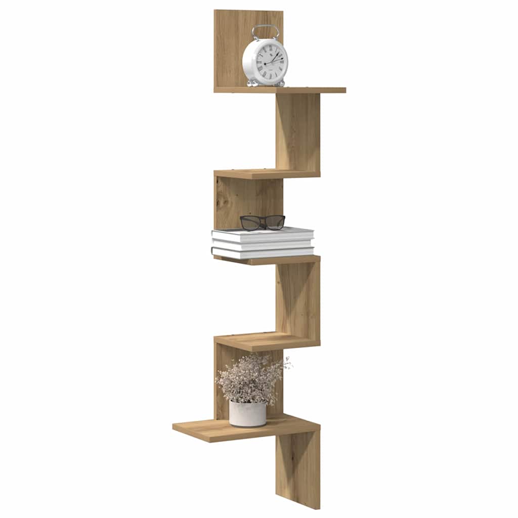 Wall Corner Shelf Artisan Oak 32x32x127,5 cm Engineered Wood