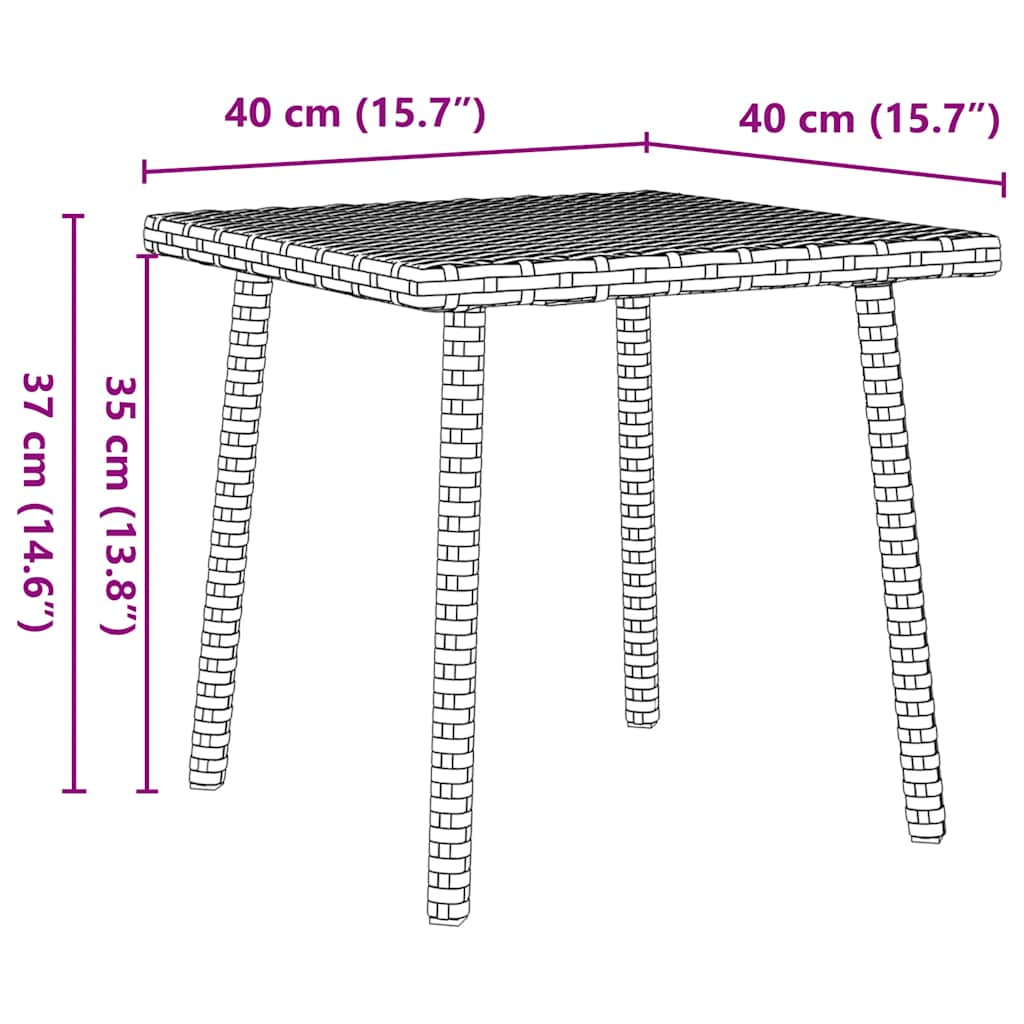 vidaXL Garden Coffee Table Rectangular Black 40x40x37 cm Poly Rattan