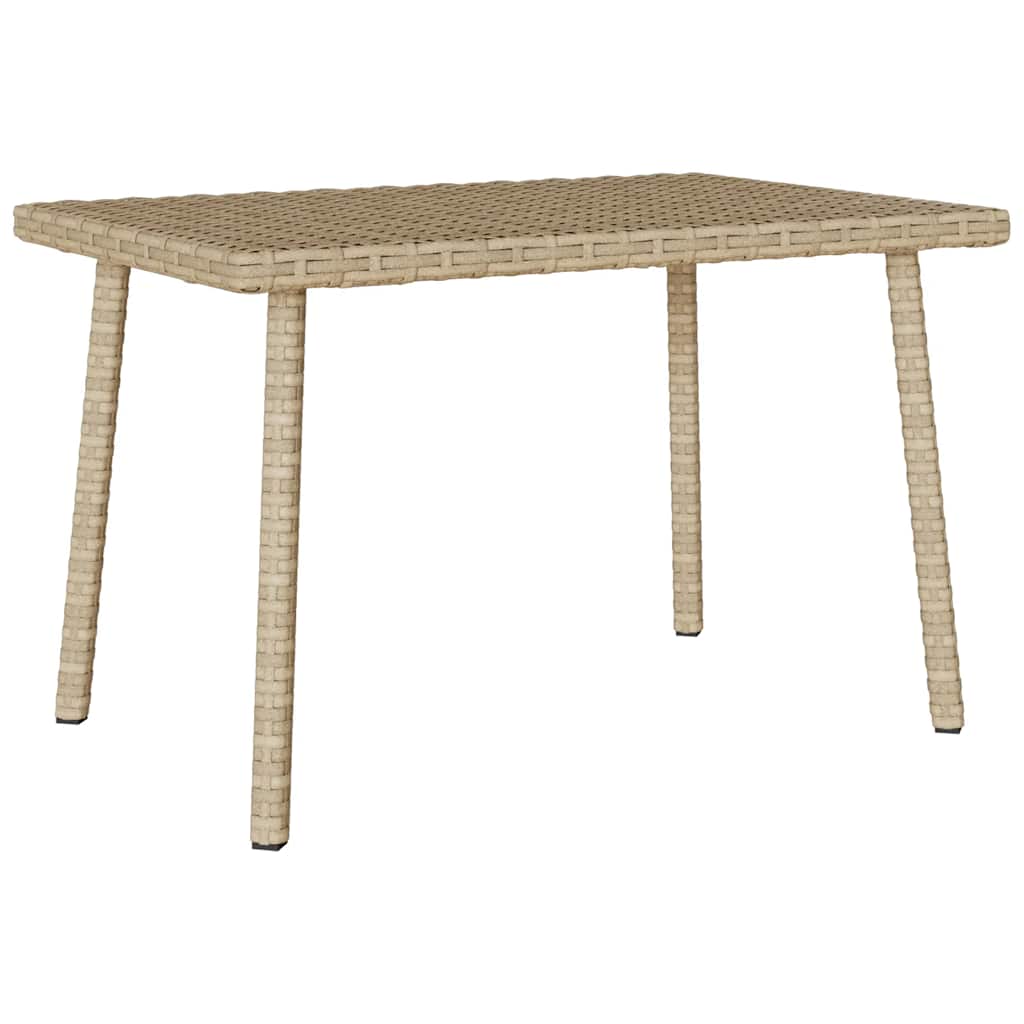 Garden Coffee Table Rectangular Beige 60x40x37 cm Poly Rattan