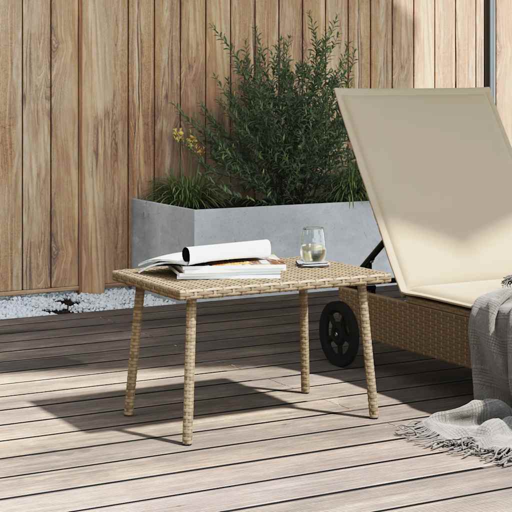 Garden Coffee Table Rectangular Beige 60x40x37 cm Poly Rattan