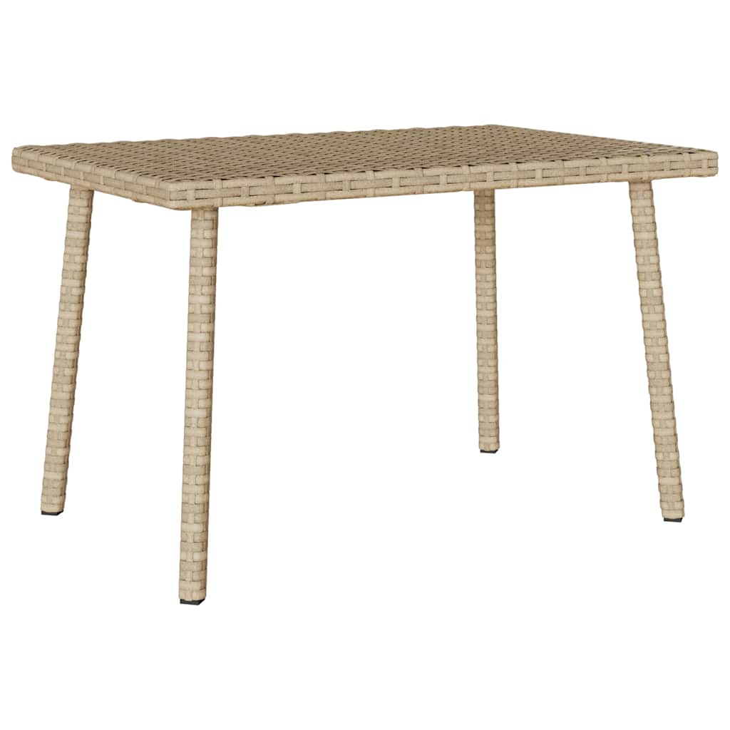 Garden Coffee Table Rectangular Beige 60x40x37 cm Poly Rattan