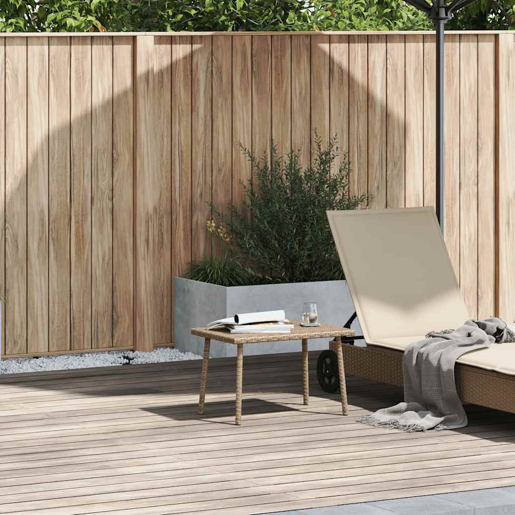 Garden Coffee Table Rectangular Beige 60x40x37 cm Poly Rattan