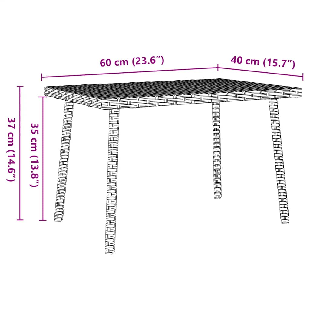 vidaXL Garden Coffee Table Rectangular Light Grey 60x40x37 cm Poly Rattan