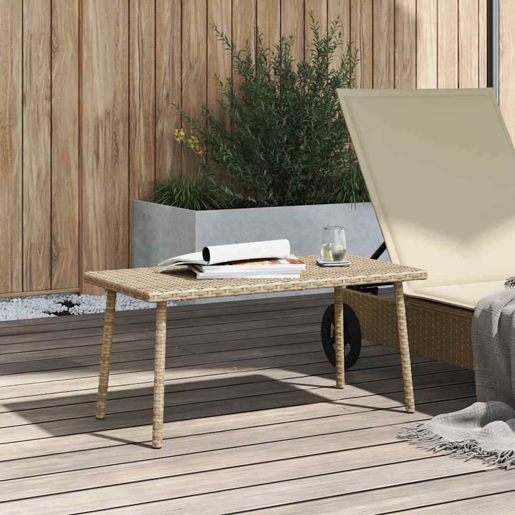 vidaXL Garden Coffee Table Rectangular Beige 80x40x37 cm Poly Rattan