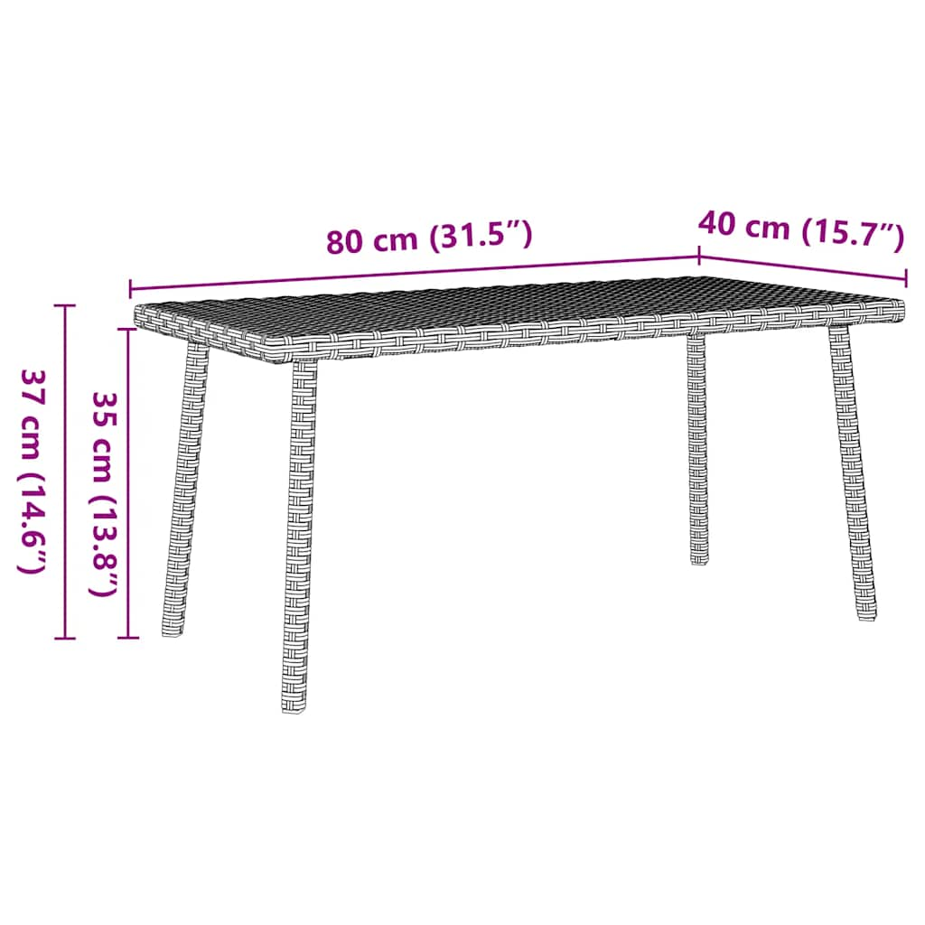 vidaXL Garden Coffee Table Rectangular Light Grey 80x40x37 cm Poly Rattan