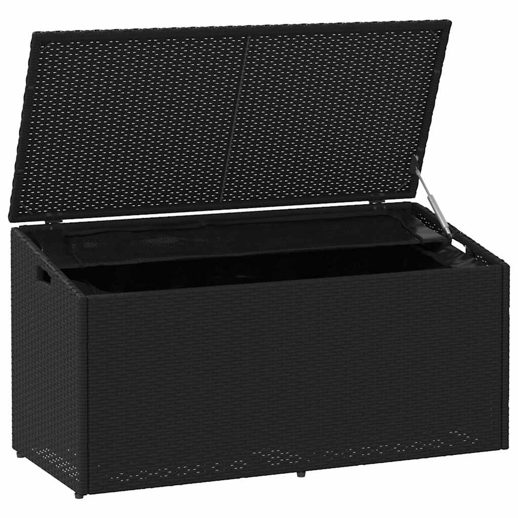 vidaXL Garden Storage Box Black 110x50x58 cm Poly Rattan