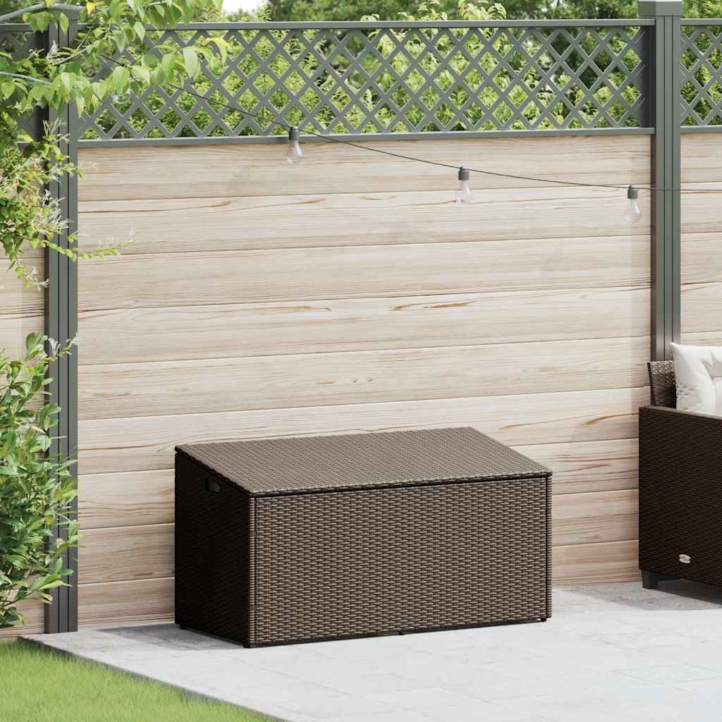 vidaXL Garden Storage Box Brown 110x50x58 cm Poly Rattan