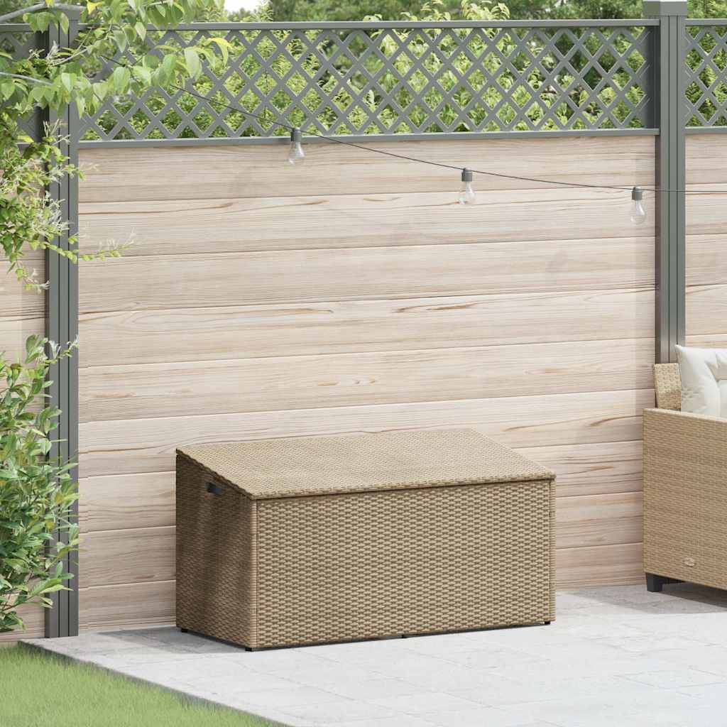 vidaXL Garden Storage Box Beige 110x50x58 cm Poly Rattan