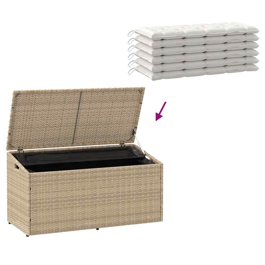 vidaXL Garden Storage Box Beige 110x50x58 cm Poly Rattan