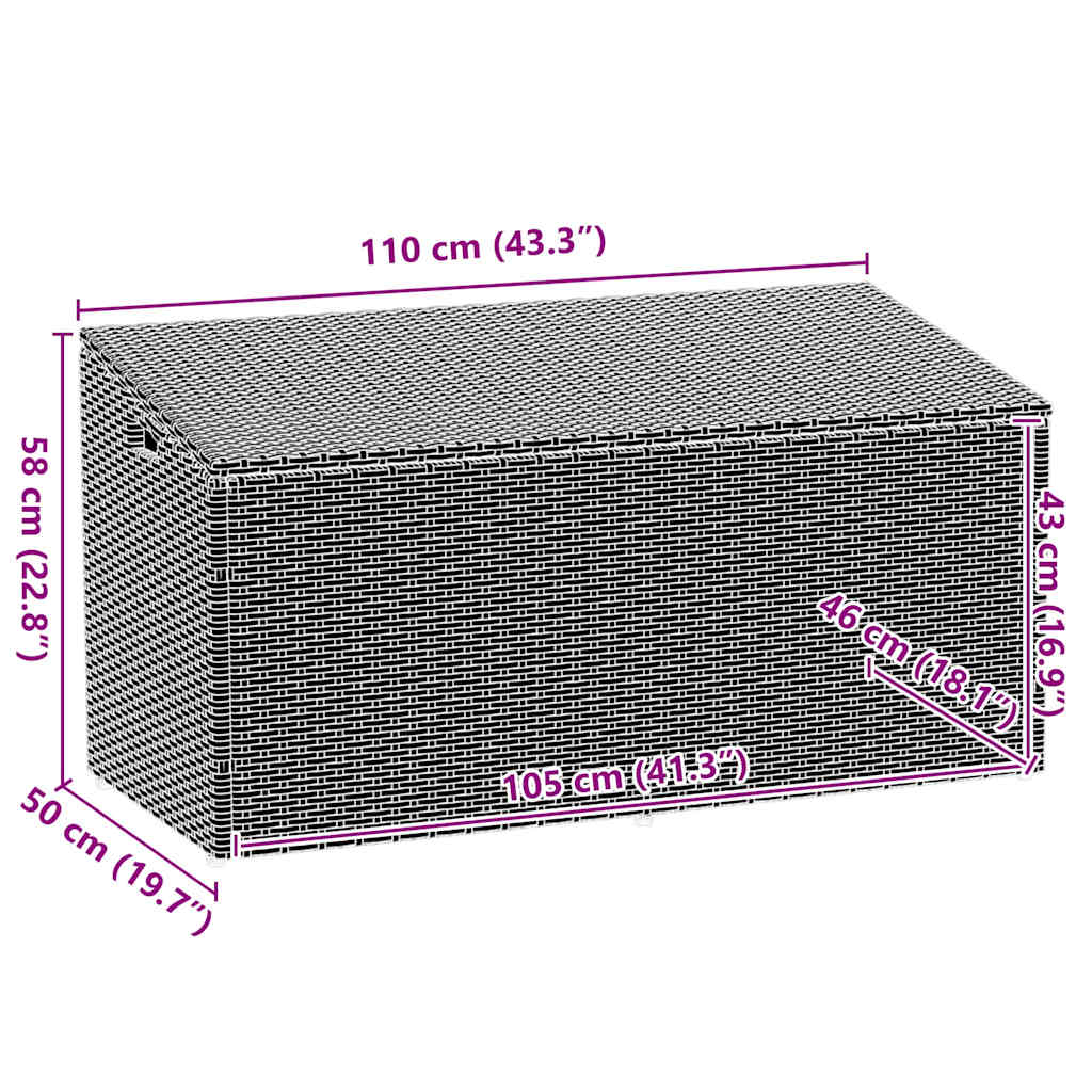 vidaXL Garden Storage Box Beige 110x50x58 cm Poly Rattan