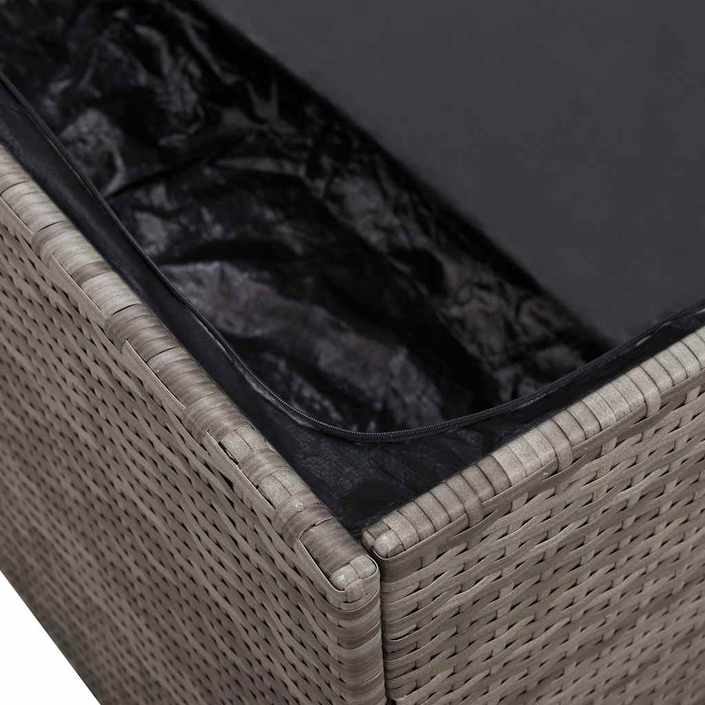 Garden Storage Box Grey 220x50x58 cm Poly Rattan