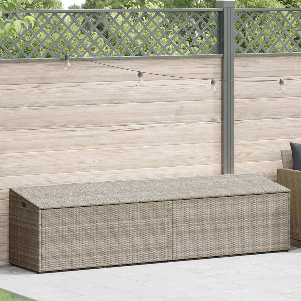 Garden Storage Box Light Grey 220x50x58 cm Poly Rattan
