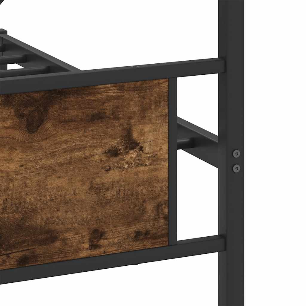 Metal Bed Frame without Mattress Smoked Oak 193x203 cm