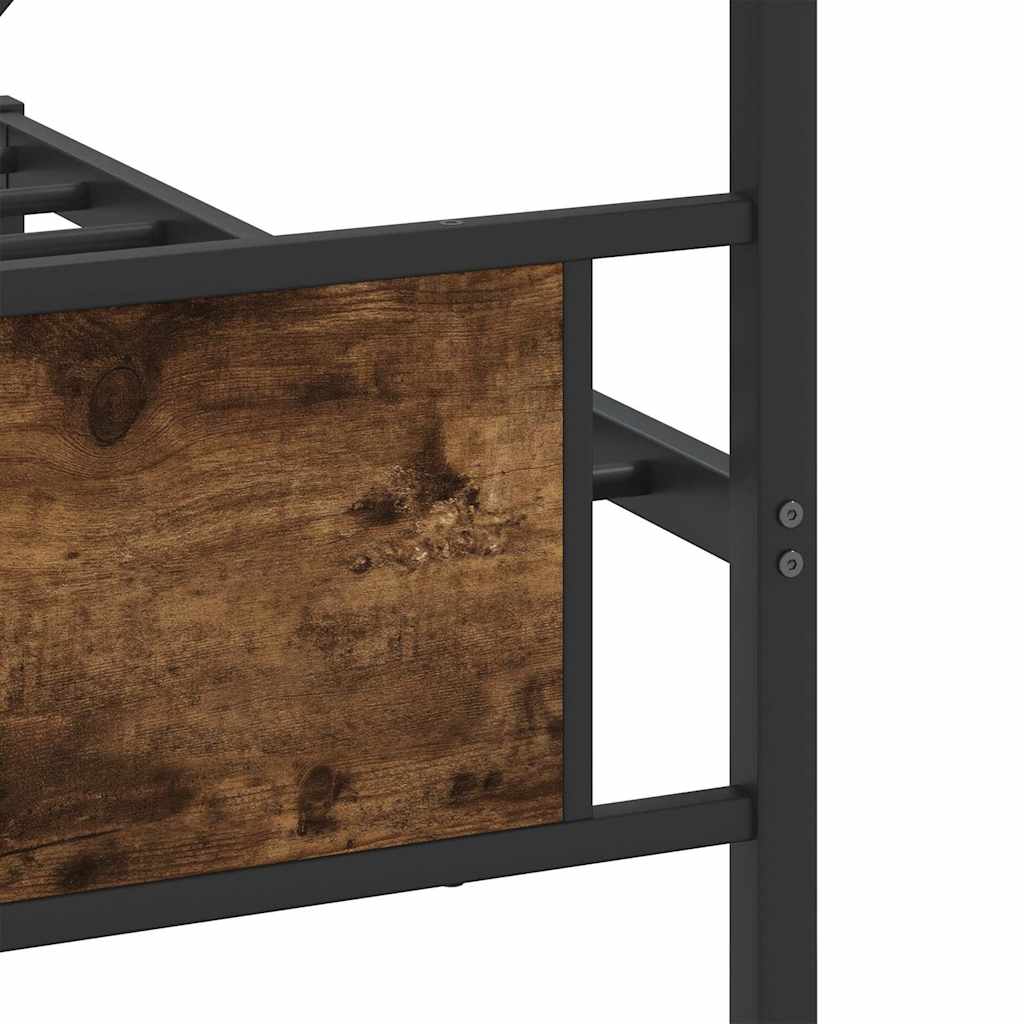 Metal Bed Frame without Mattress Smoked Oak 200x200 cm