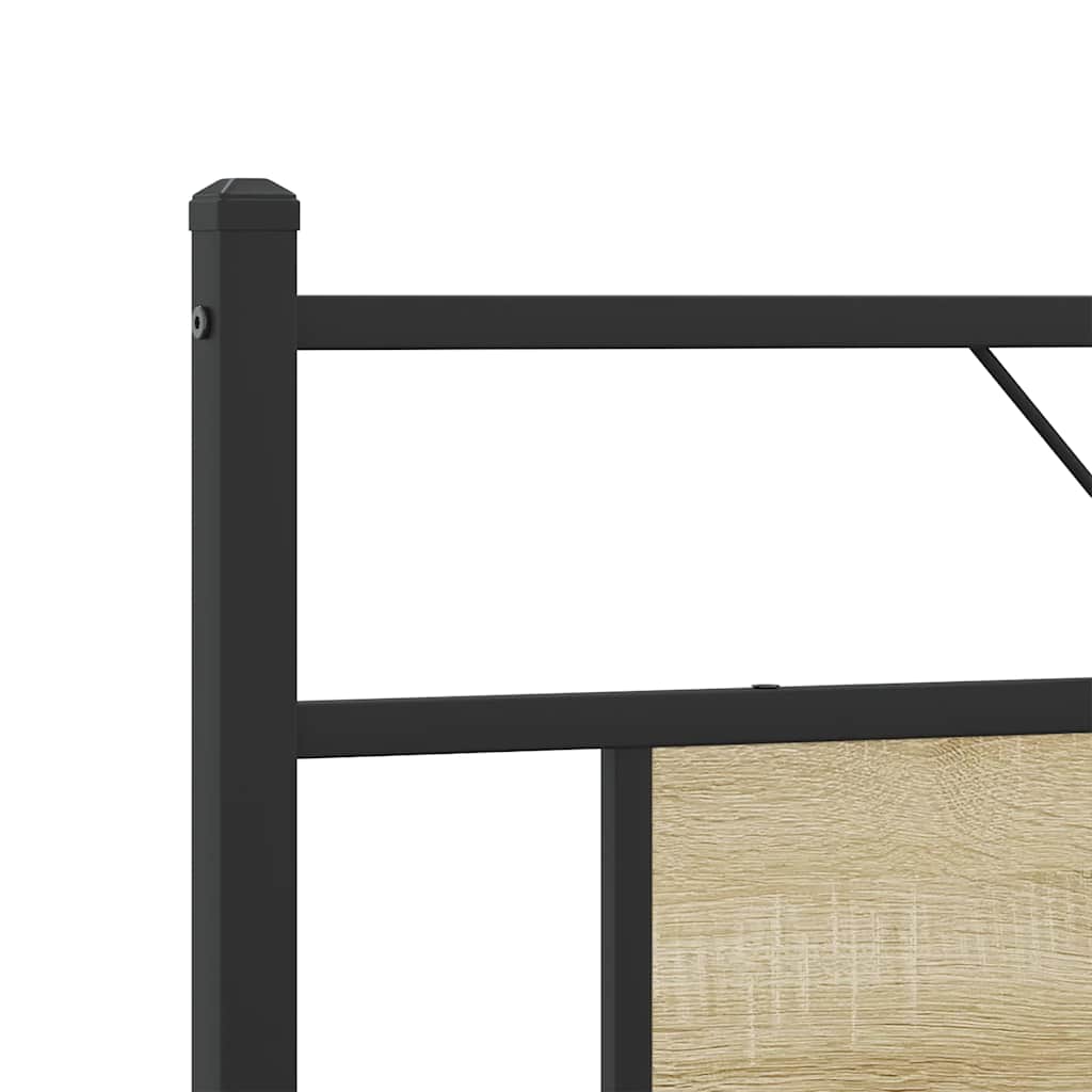 Metal Bed Frame without Mattress Sonoma Oak 160x200 cm