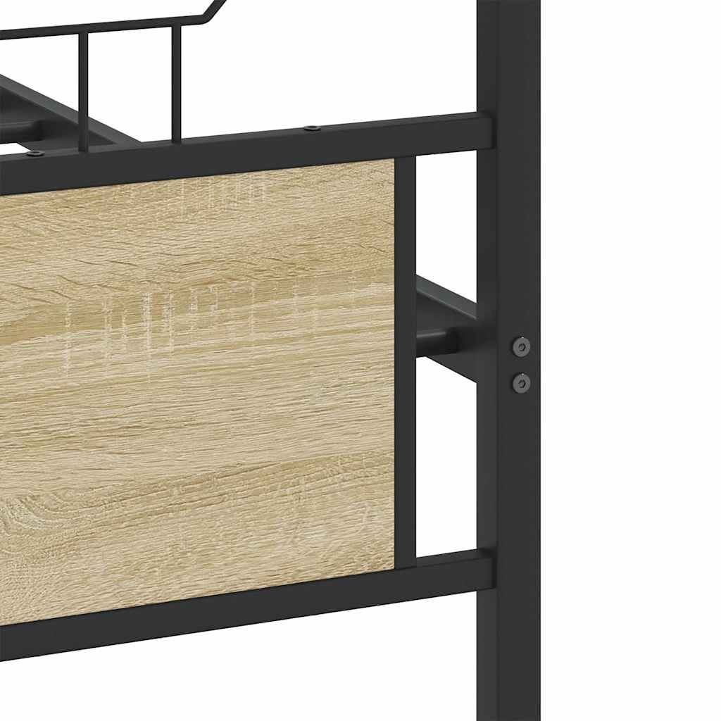 Metal Bed Frame without Mattress Sonoma Oak 160x200 cm