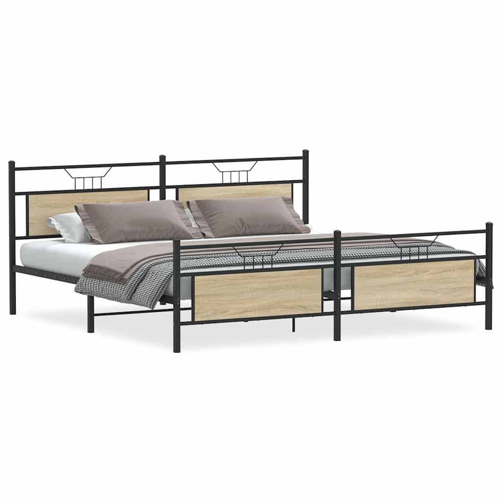 Metal Bed Frame without Mattress Sonoma Oak 200x200 cm