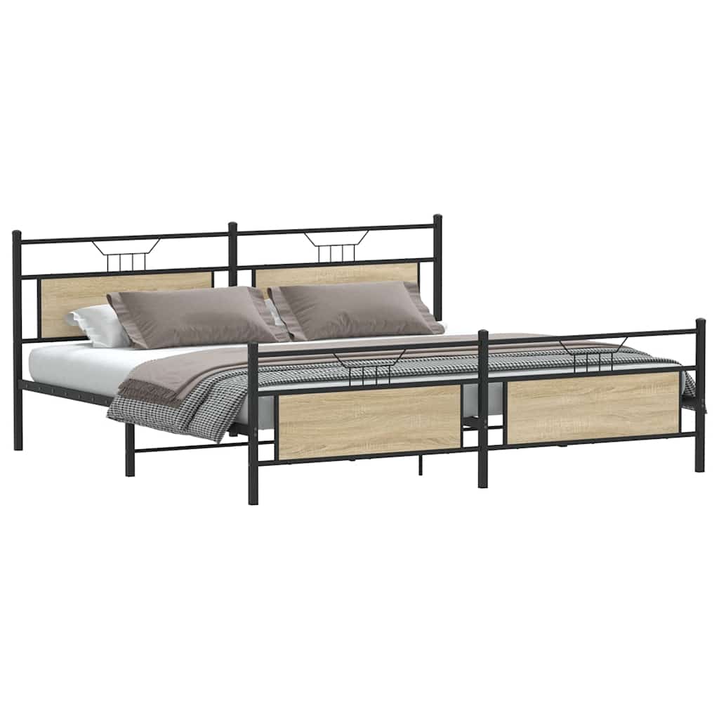 Metal Bed Frame without Mattress Sonoma Oak 200x200 cm