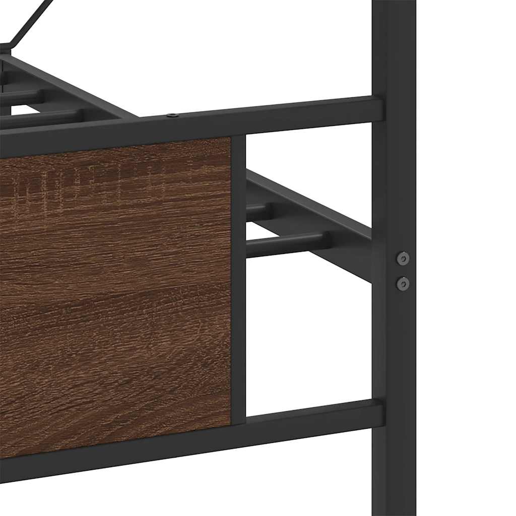 Metal Bed Frame without Mattress Brown Oak 183x213 cm