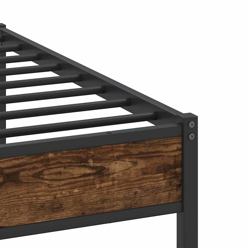 vidaXL Metal Bed Frame without Mattress Smoked Oak 193x203 cm