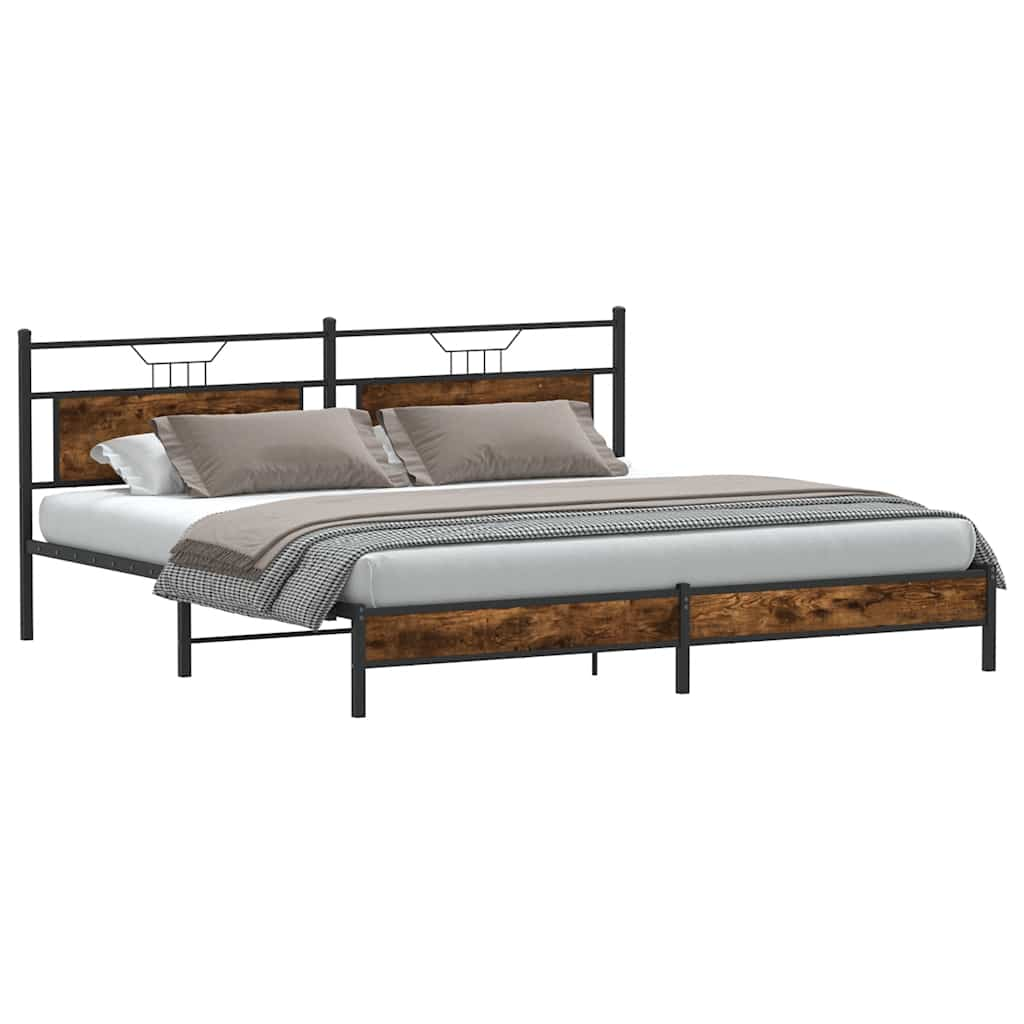 vidaXL Metal Bed Frame without Mattress Smoked Oak 200x200 cm