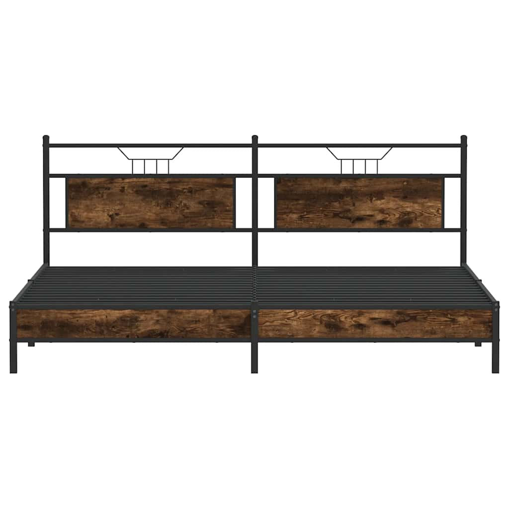 vidaXL Metal Bed Frame without Mattress Smoked Oak 200x200 cm