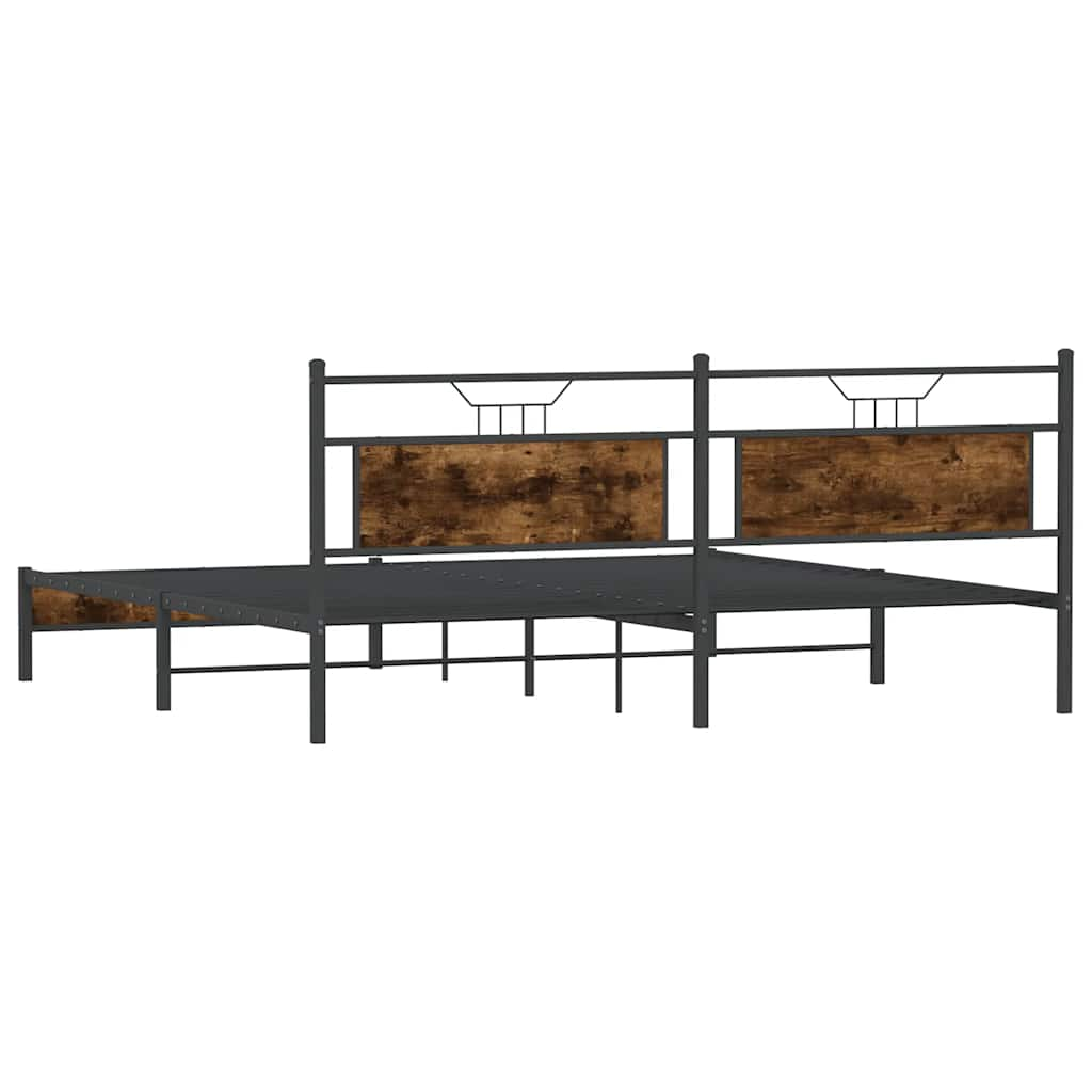 vidaXL Metal Bed Frame without Mattress Smoked Oak 200x200 cm