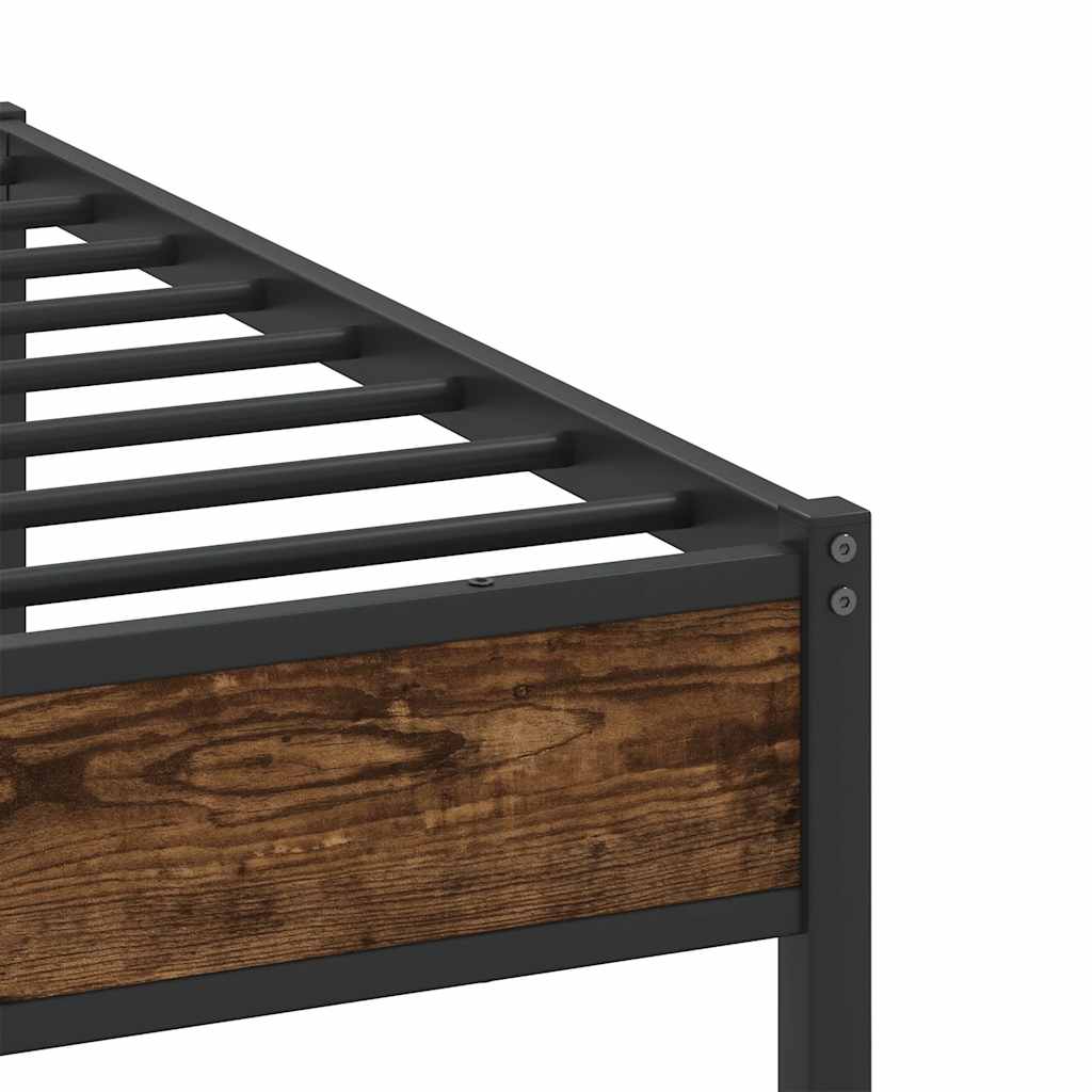 vidaXL Metal Bed Frame without Mattress Smoked Oak 200x200 cm