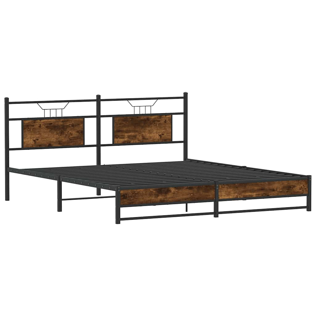 vidaXL Metal Bed Frame without Mattress Smoked Oak 180x200 cm Super King