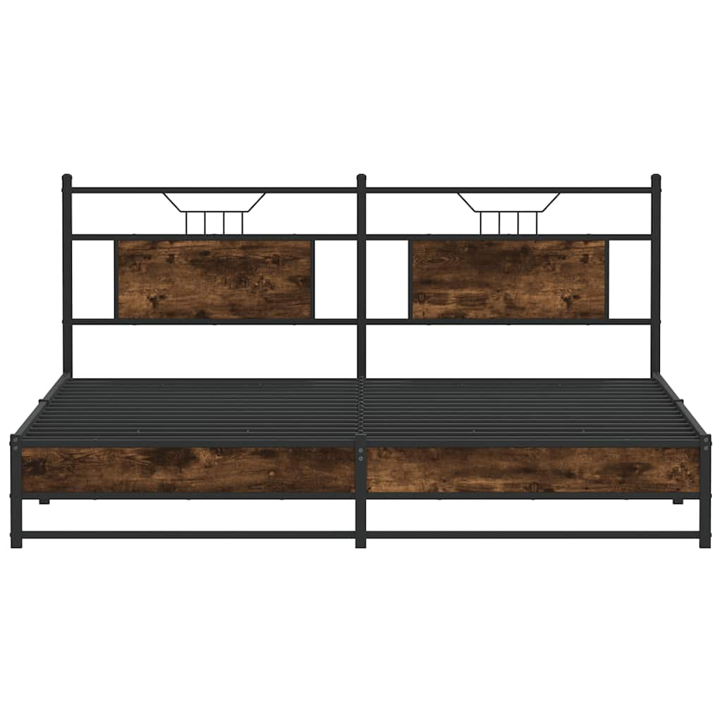 vidaXL Metal Bed Frame without Mattress Smoked Oak 180x200 cm Super King