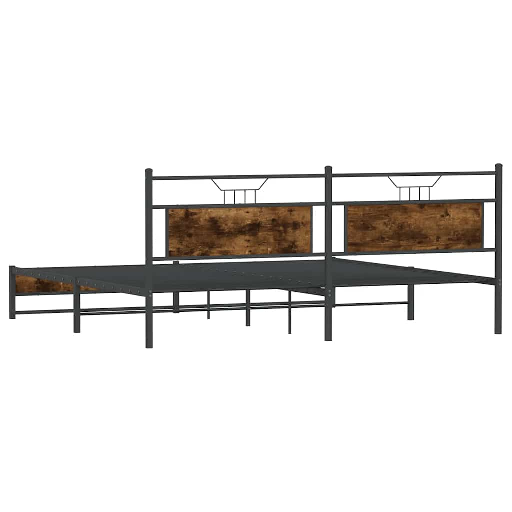 vidaXL Metal Bed Frame without Mattress Smoked Oak 193x203 cm