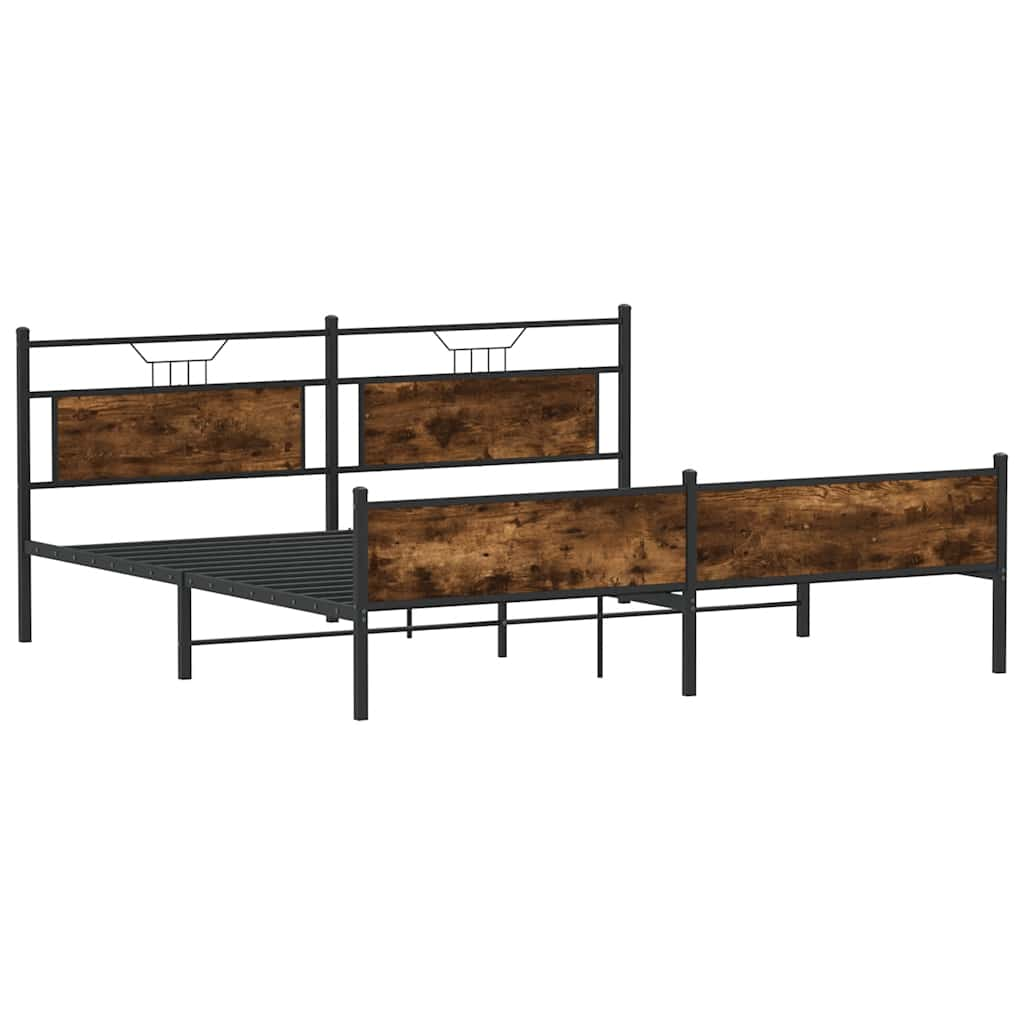 vidaXL Metal Bed Frame without Mattress Smoked Oak 160x200 cm