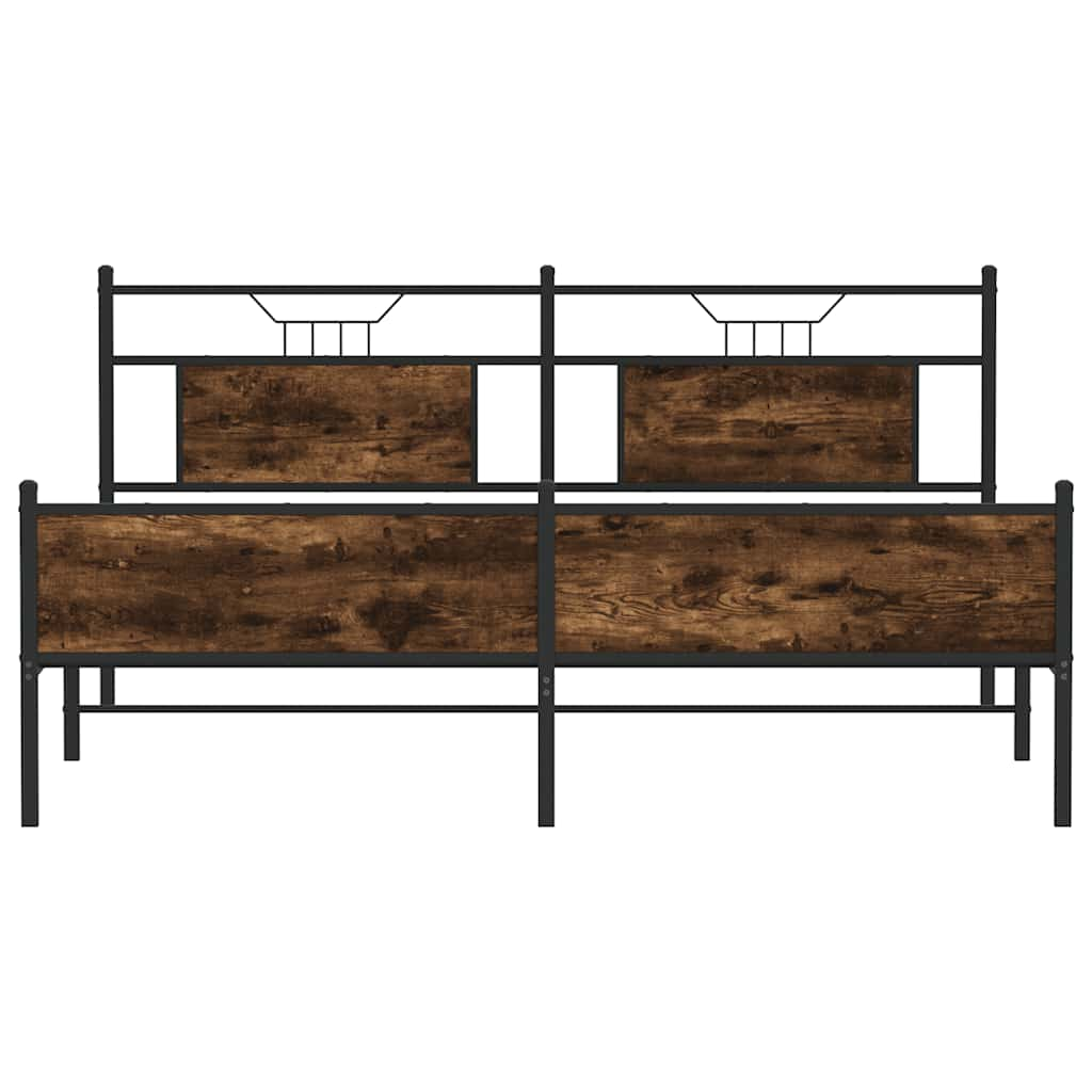 vidaXL Metal Bed Frame without Mattress Smoked Oak 160x200 cm