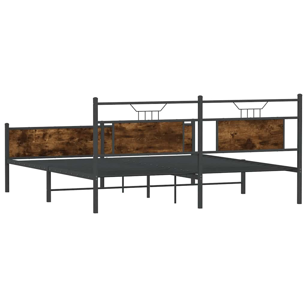 vidaXL Metal Bed Frame without Mattress Smoked Oak 160x200 cm