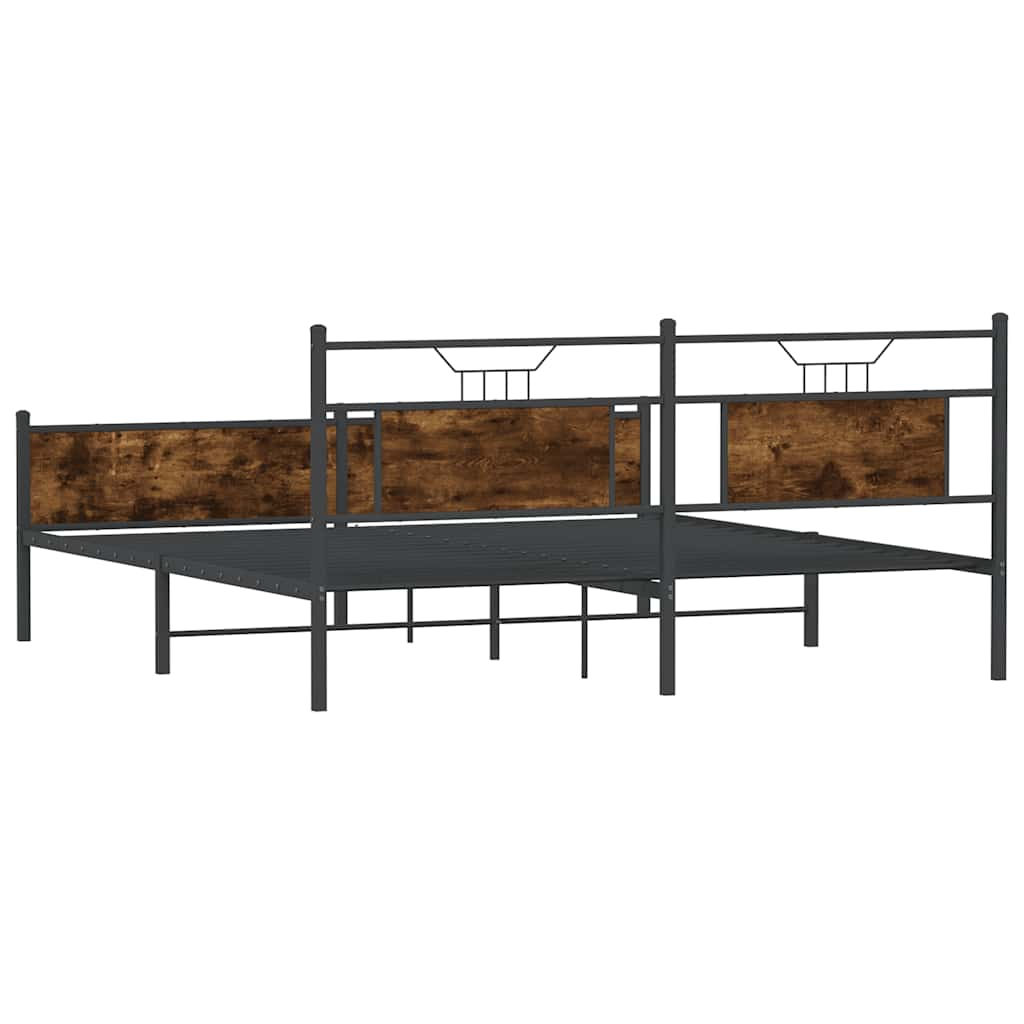 vidaXL Metal Bed Frame without Mattress Smoked Oak 180x200 cm Super King