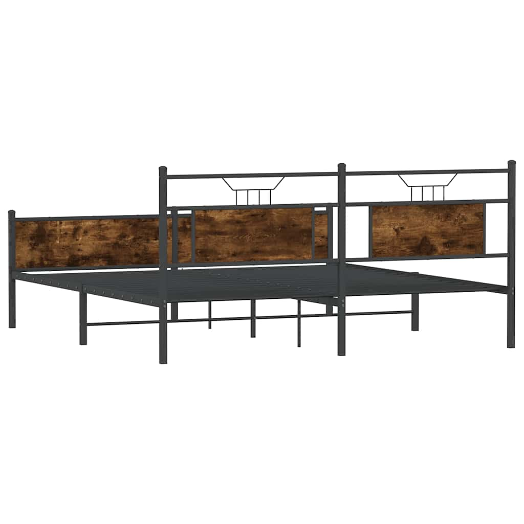 vidaXL Metal Bed Frame without Mattress Smoked Oak 183x213 cm