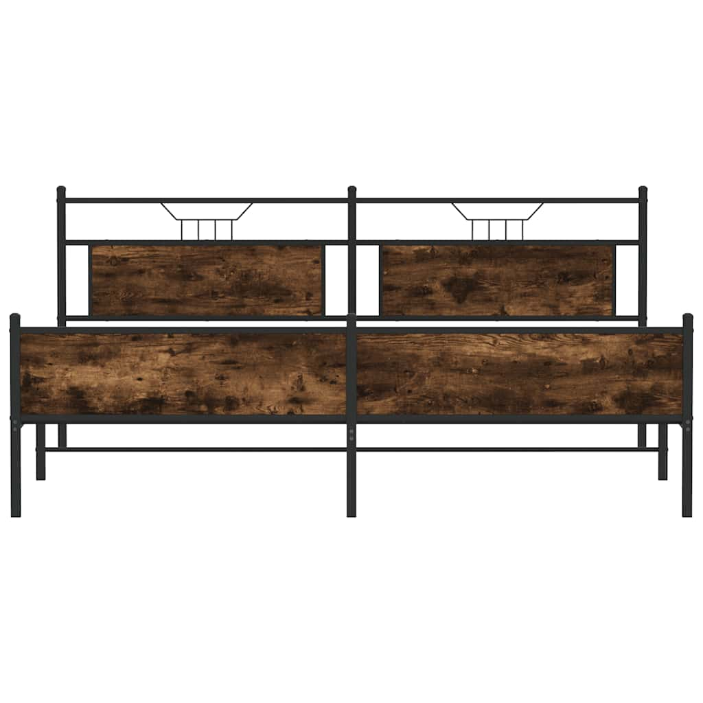 vidaXL Metal Bed Frame without Mattress Smoked Oak 193x203 cm