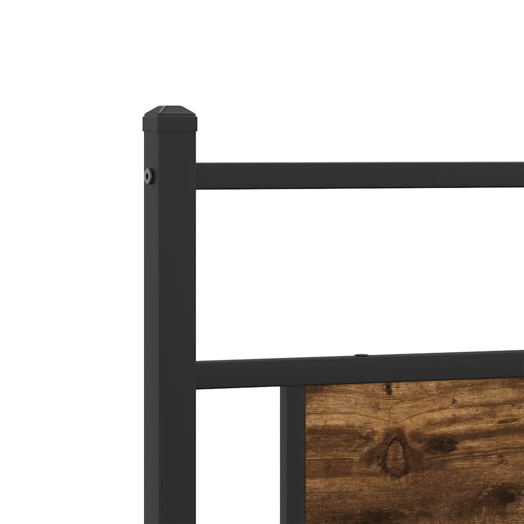 vidaXL Metal Bed Frame without Mattress Smoked Oak 193x203 cm