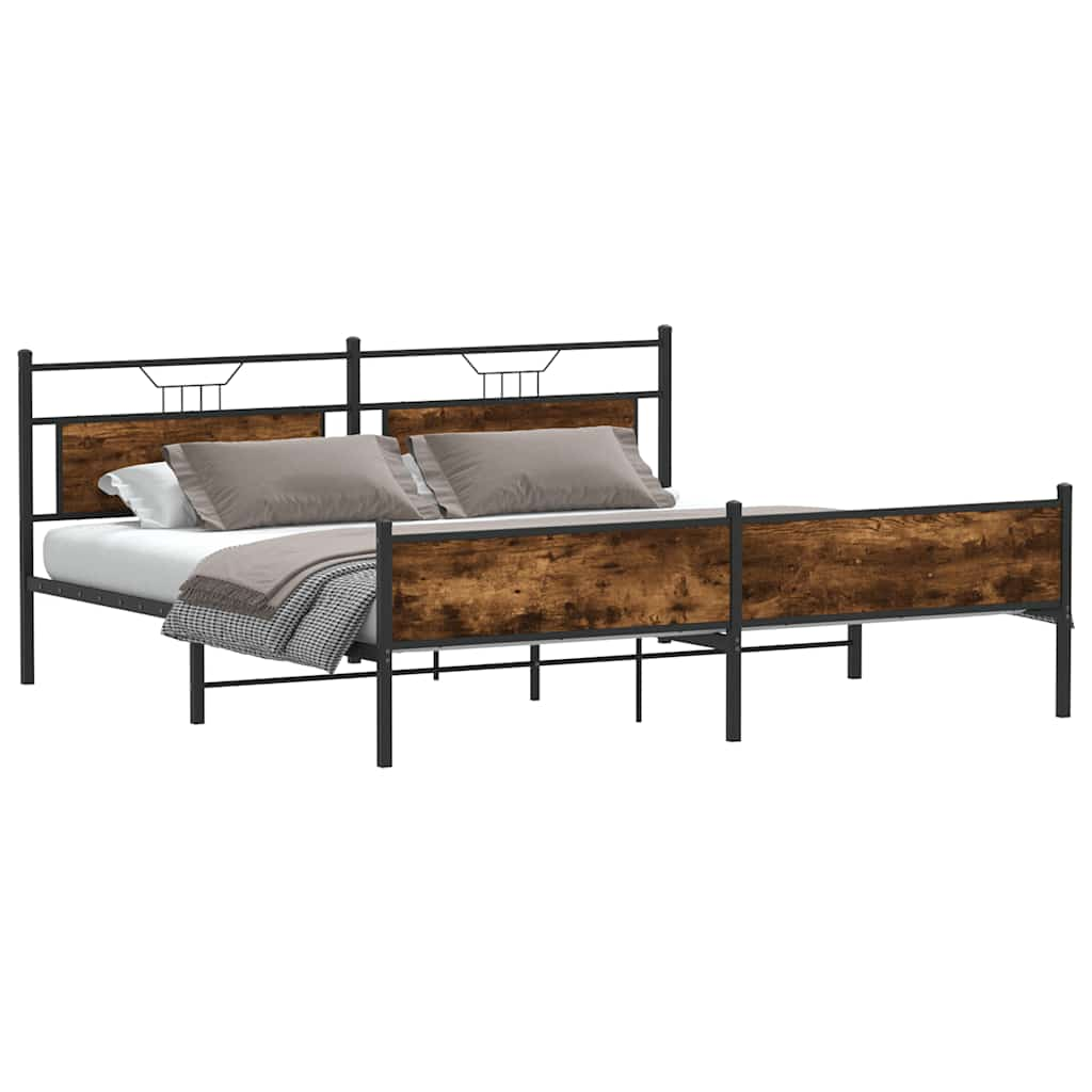 vidaXL Metal Bed Frame without Mattress Smoked Oak 200x200 cm