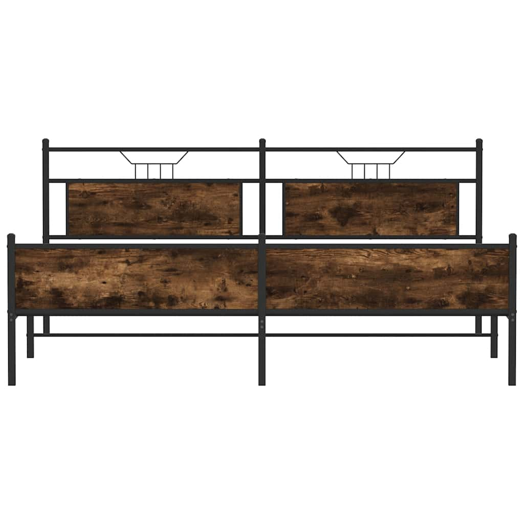 vidaXL Metal Bed Frame without Mattress Smoked Oak 200x200 cm