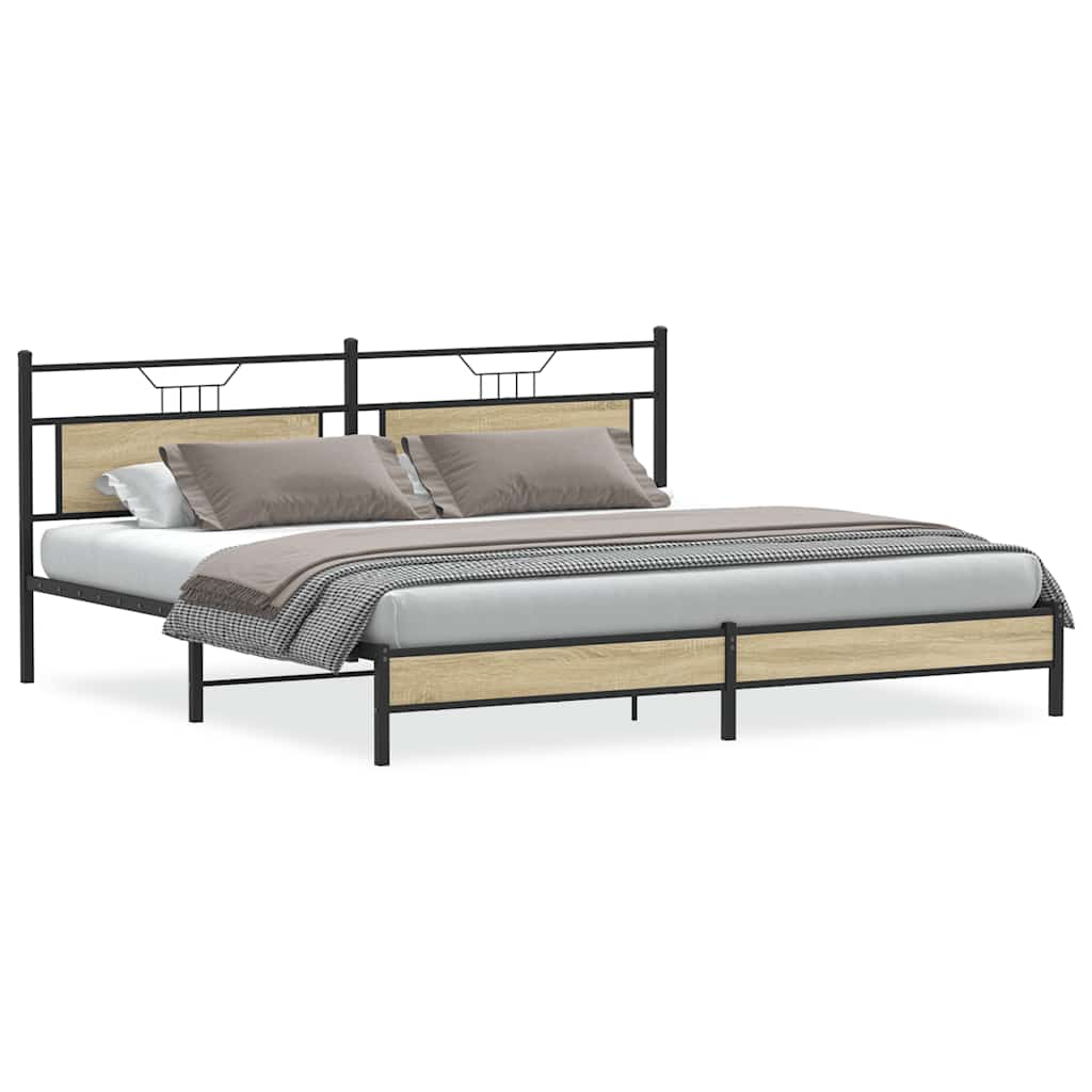 Metal Bed Frame without Mattress Sonoma Oak 200x200 cm