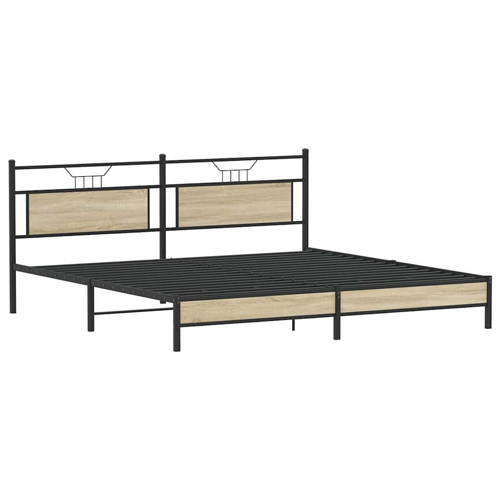 Metal Bed Frame without Mattress Sonoma Oak 200x200 cm