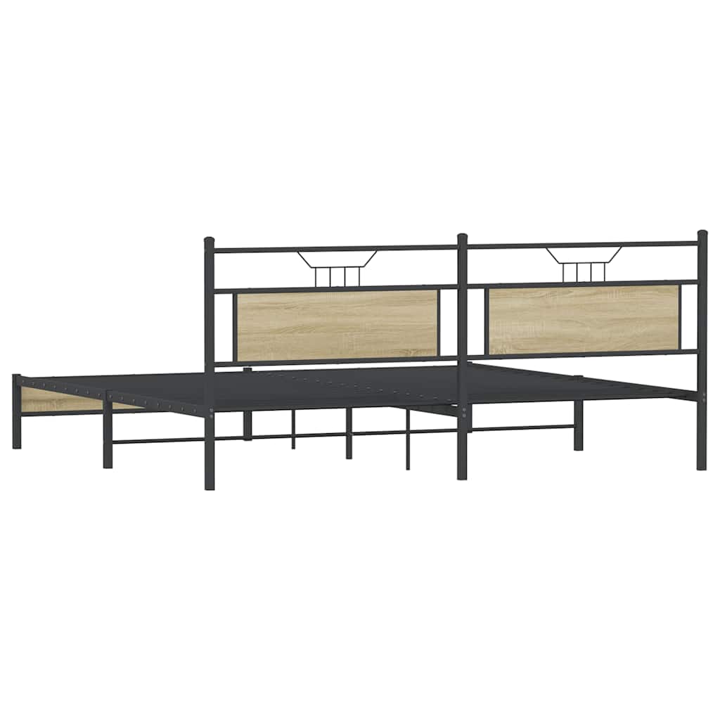 Metal Bed Frame without Mattress Sonoma Oak 200x200 cm